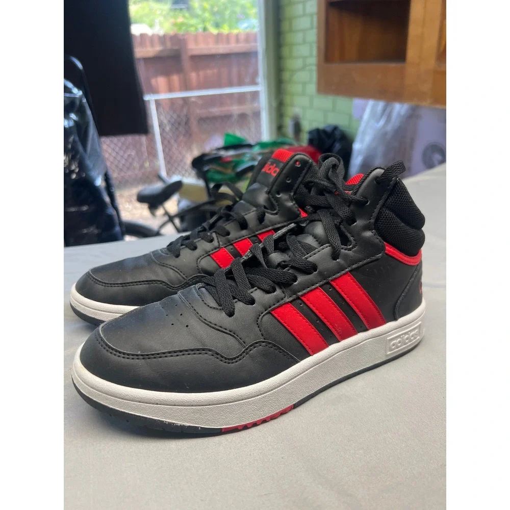 Adidas Hoops 3.0 Mid Mens Sneakers Black Red ID9835 Basketball Shoes Size 8